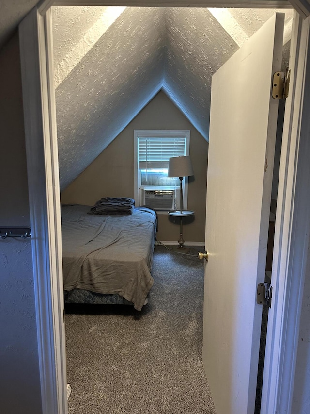645 N Walnut Ave, Republic, MO 65738 - carpeted bedroom featuring lofted ceiling, a textured ceiling, and cooling unit