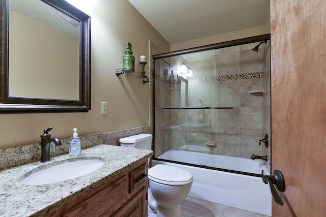 1605 Hideaway Rd, Galena, MO 65656 - full bath featuring toilet, combined bath / shower with glass door, vanity, and tile patterned flooring