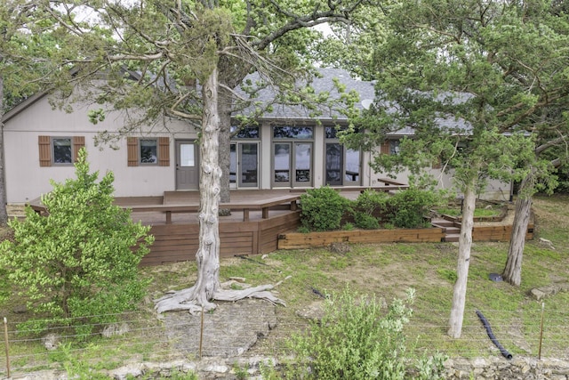 1605 Hideaway Rd, Galena, MO 65656 - back of house with a wooden deck and a shingled roof