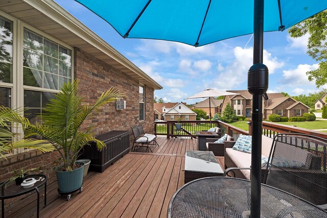 2310 Lakeside Ct, Ozark, MO 65721 - wooden deck featuring a residential view, an outdoor living space, and outdoor dining space