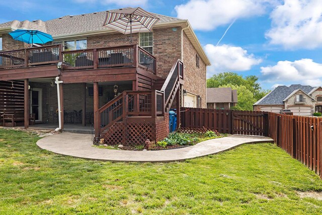 2310 Lakeside Ct, Ozark, MO 65721 - back of house featuring brick siding, a deck, a gate, and stairs