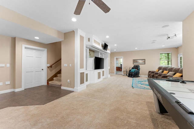 261 Country Bluff Dr, Branson, MO 65616 - rec room with carpet, ceiling fan, recessed lighting, and baseboards