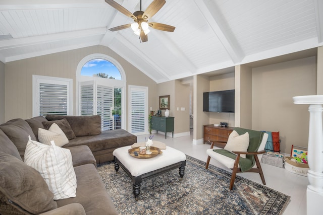 2820 Waters Edge Blvd, Joplin, MO 64801 - living area featuring a ceiling fan, baseboards, and wooden ceiling