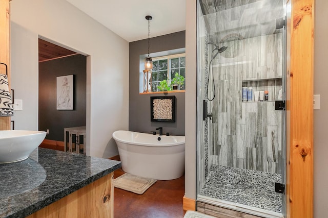 217 Victory Ln, Niangua, MO 65713 - bathroom featuring vanity, a shower stall, and a soaking tub