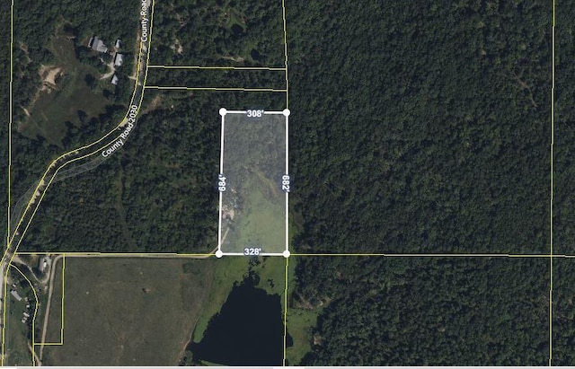 1832 County Road 2030, Mountain View, MO 65548 - aerial view of property's location featuring property boundaries highlighted