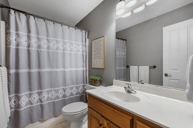 734 N Allison St, Nixa, MO 65714 - full bath with vanity, toilet, a shower with shower curtain, and tile patterned flooring