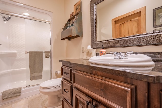 2172 E Farm Road 48, Springfield, MO 65803 - bathroom with a shower stall, toilet, tile patterned floors, and vanity