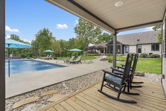 1007 Headwaters Dr, Marshfield, MO 65706 - outdoor pool with a lawn, a patio, and a deck