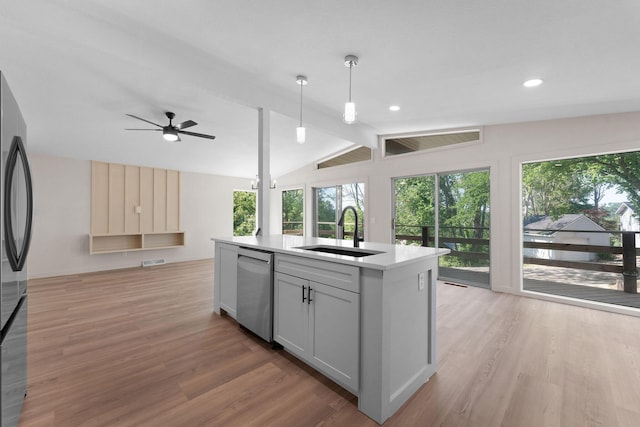 25609 Hillcrest Dr, Shell Knob, MO 65747 - kitchen featuring a sink, appliances with stainless steel finishes, healthy amount of natural light, open floor plan, and recessed lighting