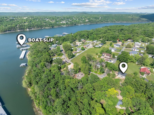 25609 Hillcrest Dr, Shell Knob, MO 65747 - aerial view of property and surrounding area with a forest and a nearby body of water