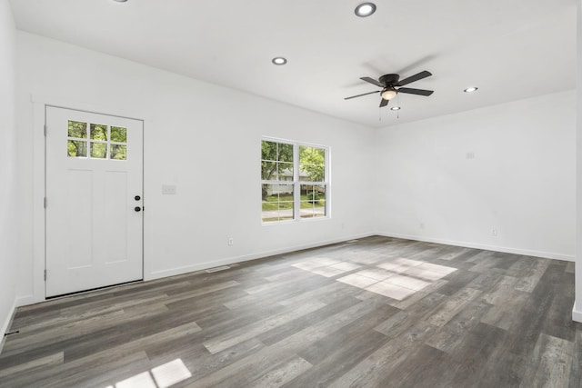 806 Iris Ave, Crane, MO 65633 - entrance foyer featuring plenty of natural light, wood finished floors, recessed lighting, a ceiling fan, and baseboards