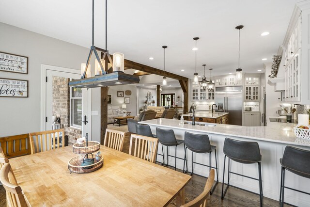 4936 S Butterfield Pl, Brookline, MO 65619 - dining space featuring dark wood-style flooring and recessed lighting