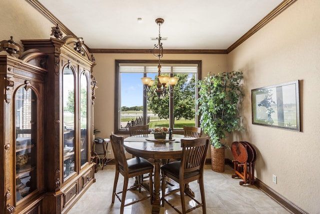 3731 S Farm Rd Unit 219, Rogersville, MO 65742 - dining space featuring a chandelier, baseboards, and ornamental molding