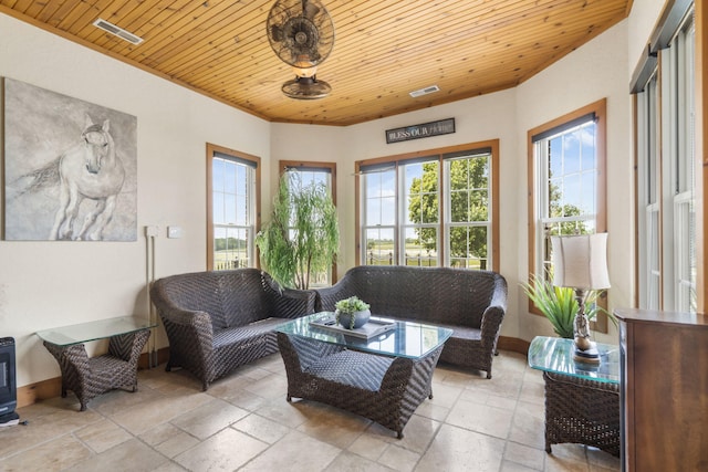 3731 S Farm Rd Unit 219, Rogersville, MO 65742 - sunroom / solarium featuring plenty of natural light, baseboards, stone tile floors, and wood ceiling