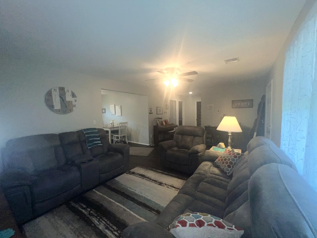 608 N Chapman St, Anderson, MO 64831 - living area featuring a ceiling fan