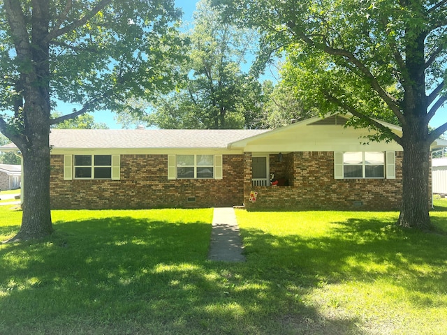 608 N Chapman St, Anderson, MO 64831 - ranch-style house with crawl space, a front yard, and brick siding