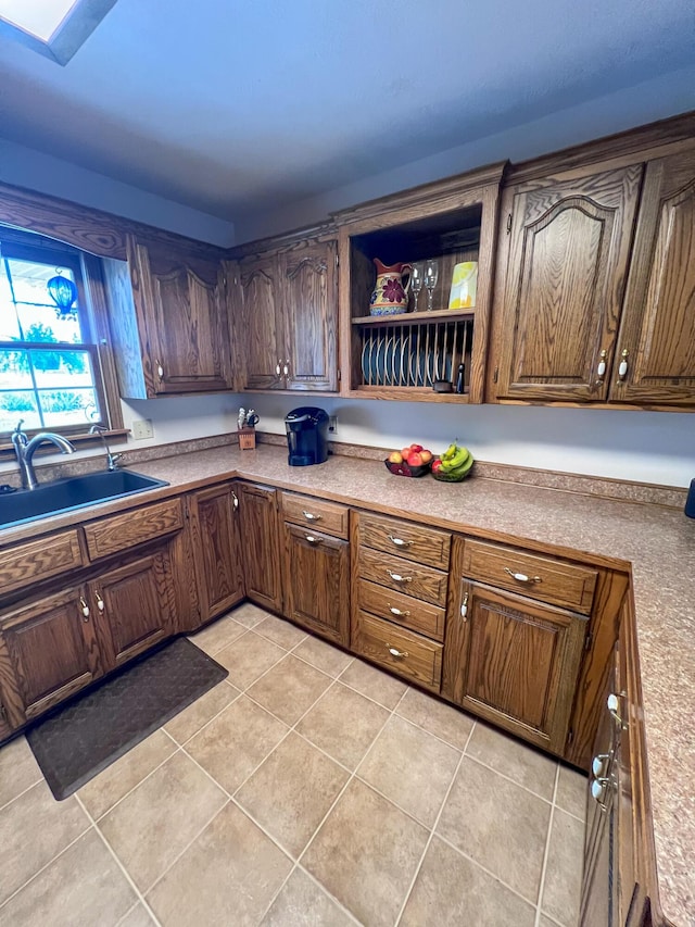 21650 Kings Loop, Hermitage, MO 65668 - kitchen with a sink, light tile patterned floors, light countertops, and open shelves
