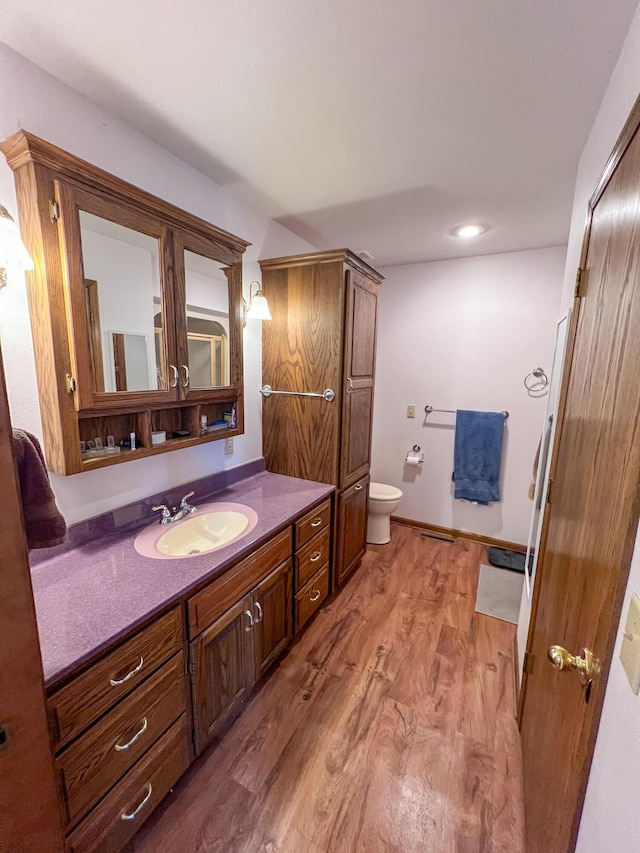 21650 Kings Loop, Hermitage, MO 65668 - bathroom featuring wood finished floors, toilet, vanity, and baseboards