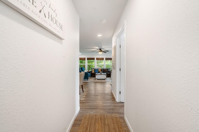 96 Samson St, Cape Fair, MO 65624 - corridor featuring baseboards, recessed lighting, and wood finished floors
