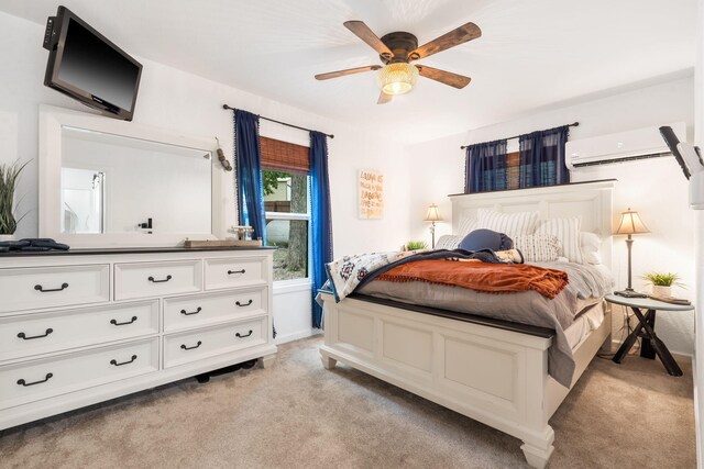 96 Samson St, Cape Fair, MO 65624 - bedroom featuring light carpet, a wall unit AC, and a ceiling fan