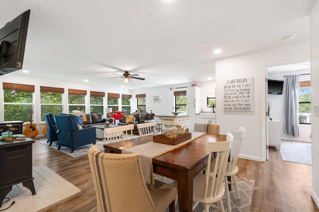96 Samson St, Cape Fair, MO 65624 - dining room with ceiling fan, recessed lighting, light wood finished floors, plenty of natural light, and baseboards