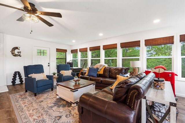 96 Samson St, Cape Fair, MO 65624 - living room with ceiling fan, recessed lighting, and wood finished floors