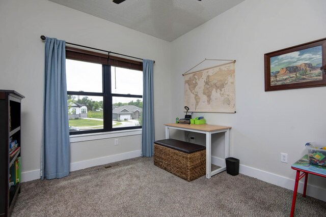 1503 W Ragweed Ct, Ozark, MO 65721 - office with carpet flooring, a ceiling fan, and baseboards