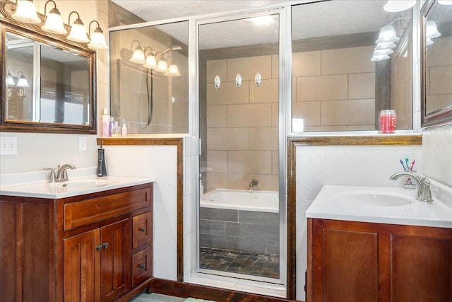 898 Short State Highway Y, Marshfield, MO 65706 - bathroom featuring a relaxing tiled tub, two vanities, and a tile shower
