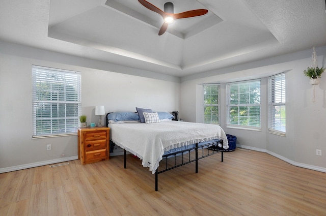 505 Thunderbird Dr, Rogersville, MO 65742 - bedroom with a tray ceiling, light wood-style flooring, and baseboards