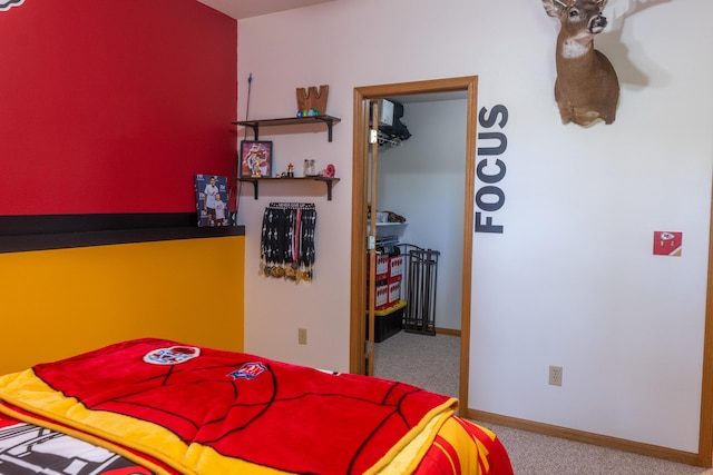 711 Morning Glory Dr, Nixa, MO 65714 - carpeted bedroom with a walk in closet, baseboards, and a closet