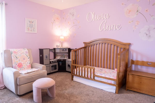 711 Morning Glory Dr, Nixa, MO 65714 - bedroom featuring washer / clothes dryer, carpet, a nursery area, and a sink