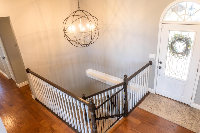 711 Morning Glory Dr, Nixa, MO 65714 - foyer with a chandelier, baseboards, and wood finished floors