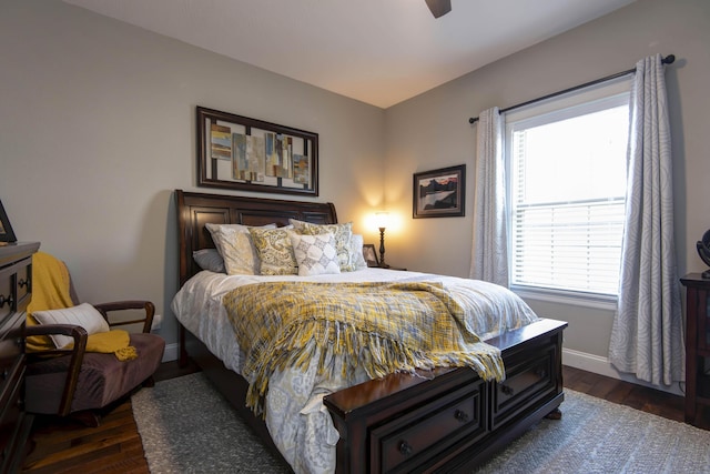 992 N Cedar Ridge Ave, Springfield, MO 65802 - bedroom with baseboards, dark wood-style flooring, and a ceiling fan