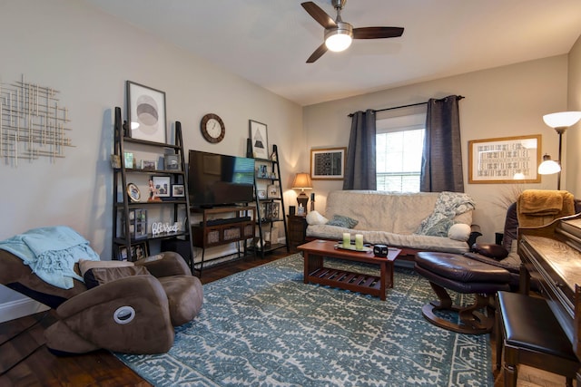 992 N Cedar Ridge Ave, Springfield, MO 65802 - living room with ceiling fan and wood finished floors