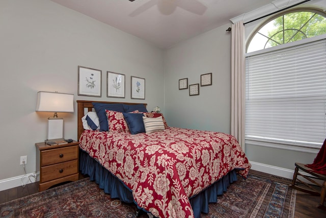 992 N Cedar Ridge Ave, Springfield, MO 65802 - bedroom with baseboards, wood finished floors, and ceiling fan