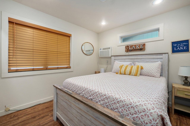 4656 W State Highway H Unit 3, Lampe, MO 65681 - bedroom featuring wood finished floors, baseboards, an AC wall unit, and recessed lighting