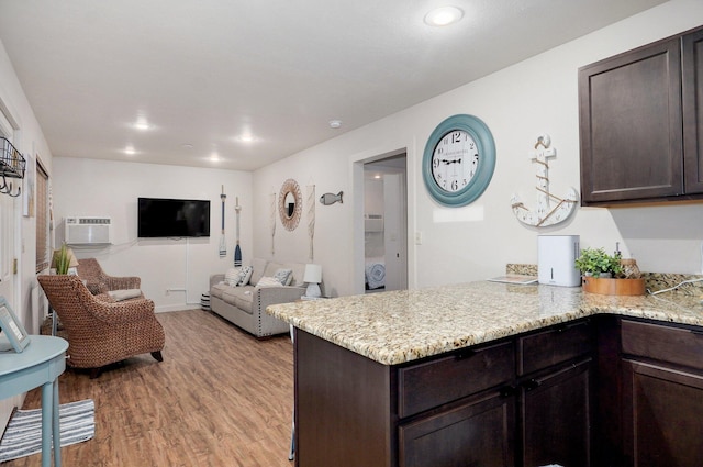 4656 W State Highway H Unit 3, Lampe, MO 65681 - living room with light wood-style flooring, an AC wall unit, and recessed lighting