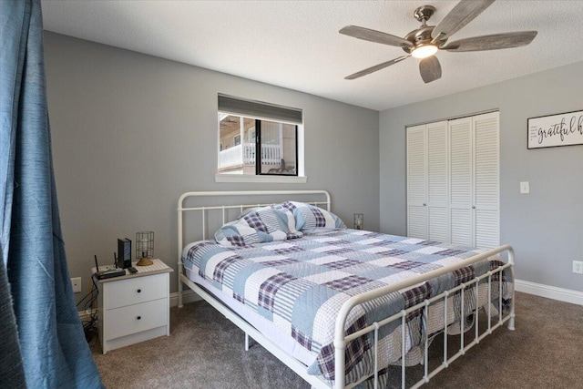 783 Winn Rd Unit 5B, Osage Beach, MO 65065 - bedroom featuring carpet floors, a closet, baseboards, and a ceiling fan