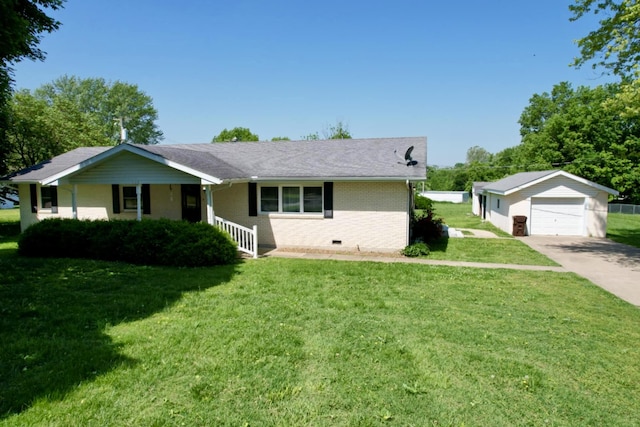407 N Crestview Ave, Ash Grove, MO 65604 - single story home with brick siding, a front lawn, driveway, and an outdoor structure