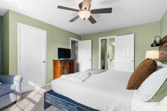 175 W Rockford Dr Unit 6, Branson, MO 65616 - bedroom featuring carpet flooring, a ceiling fan, ensuite bathroom, and baseboards