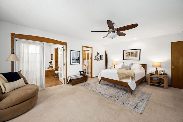 1362 Meadowview Ln, Diamond, MO 64840 - bedroom with ensuite bathroom, carpet, and a ceiling fan