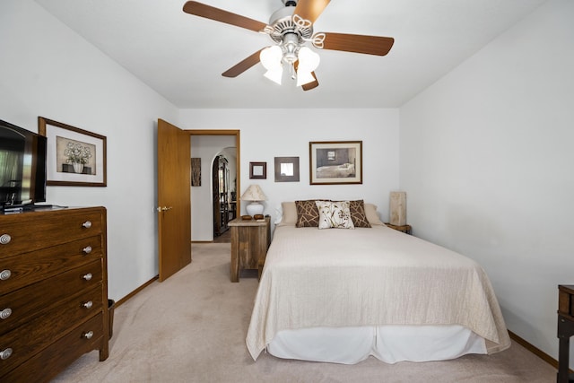 1362 Meadowview Ln, Diamond, MO 64840 - bedroom with light carpet, ceiling fan, and baseboards