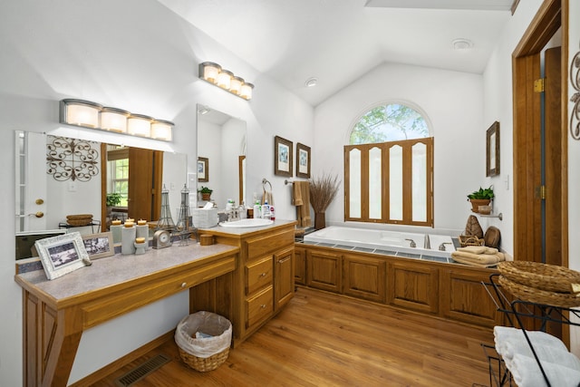 1362 Meadowview Ln, Diamond, MO 64840 - full bath with wood finished floors, lofted ceiling, a bath, and vanity
