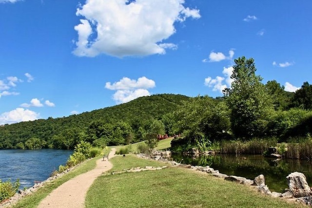403 Lookout Flts, Branson, MO 65616 - view of home's community with a wooded view, a water and mountain view, and a yard