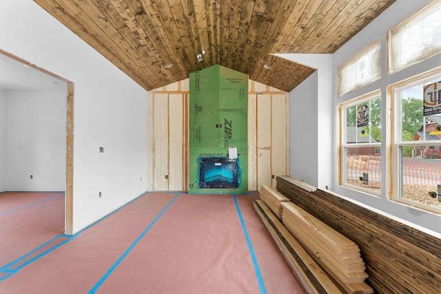 403 Lookout Flts, Branson, MO 65616 - unfurnished living room featuring wooden ceiling, vaulted ceiling, and carpet floors