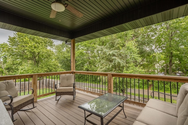 4738 N Florence Ave, Ozark, MO 65721 - wooden deck with a ceiling fan