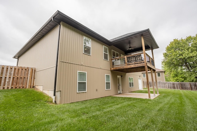 4738 N Florence Ave, Ozark, MO 65721 - rear view of house featuring ceiling fan, a patio, and a balcony