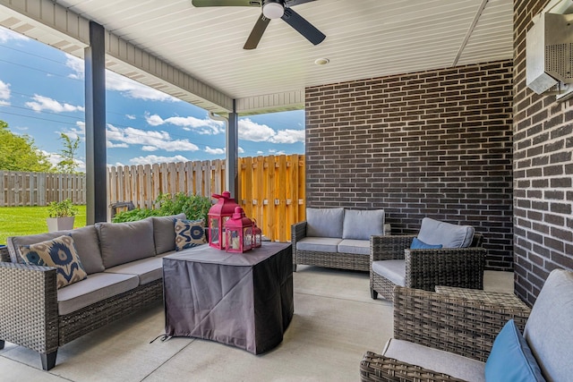 4786 E Whitman Rd, Springfield, MO 65802 - view of patio with an outdoor living space and ceiling fan