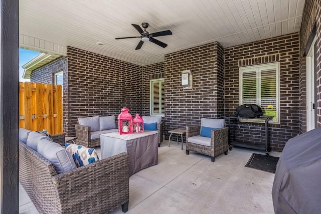 4786 E Whitman Rd, Springfield, MO 65802 - view of patio / terrace featuring an outdoor living space and ceiling fan
