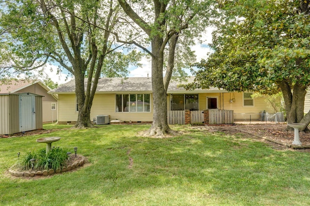 940 Carl Allen St, Mount Vernon, MO 65712 - rear view of house featuring central AC, crawl space, and a shingled roof